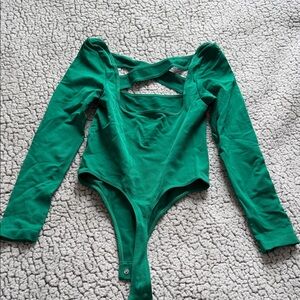 Anthropologie Green Long Sleeve Bodysuit